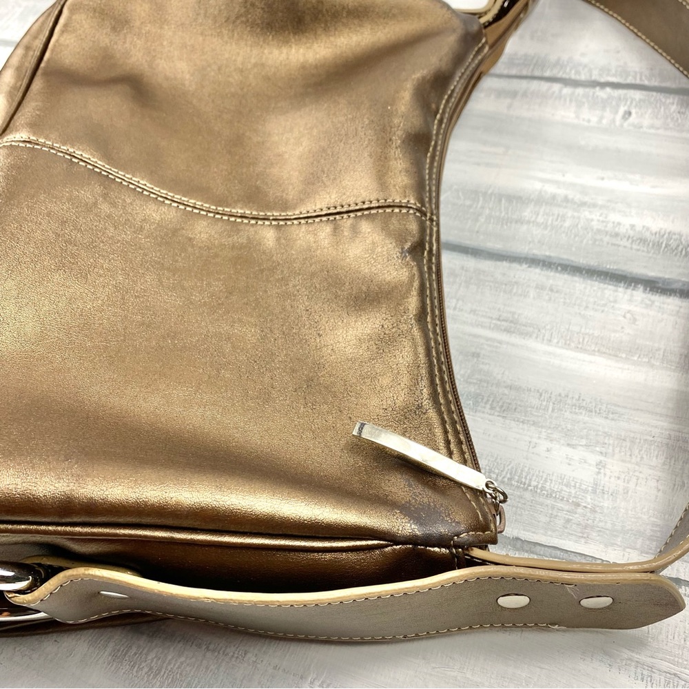 Studio Works Bronze Metallic Copper Hobo Handbag Leather Shoulder Bag Purse - Picture 8 of 15